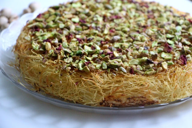 Knafeh on serving plate