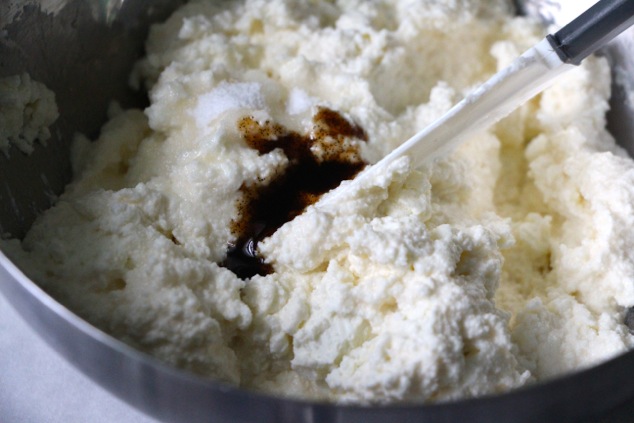 adding vanilla paste to cheese