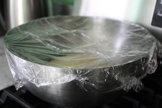 bowl covered in plastic wrap
