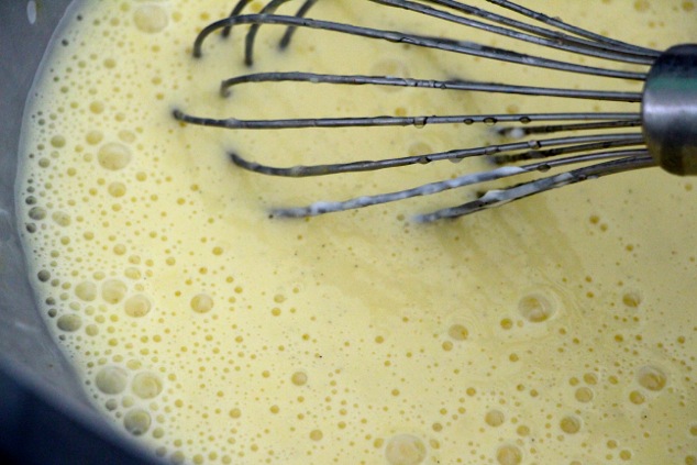 mixing batter for Israeli pancakes