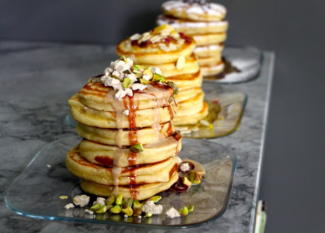 three type pancakes line up