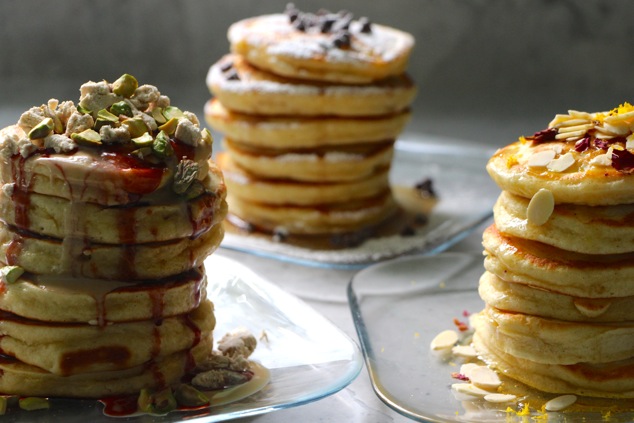 three type pancakes served