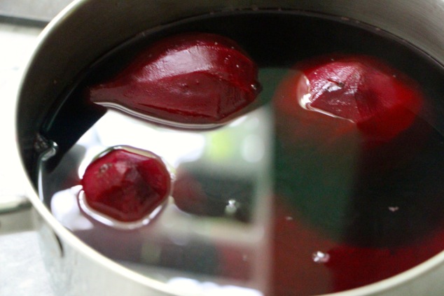 boiled beets in a pot