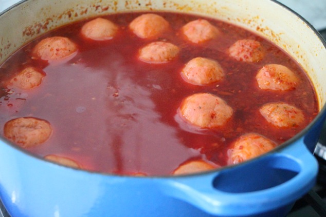 Kubbeh cooking in soup up close