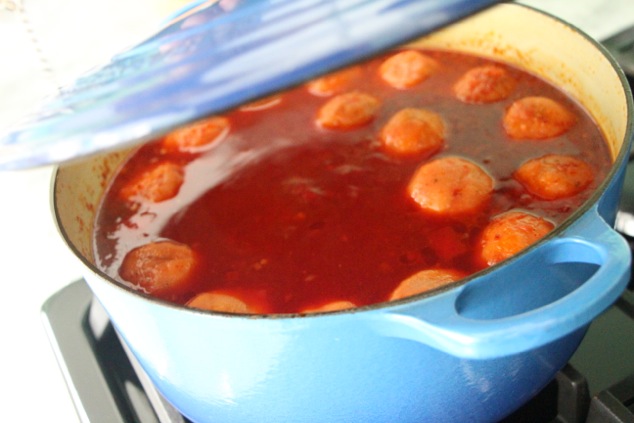 Kubbeh cooking in soup