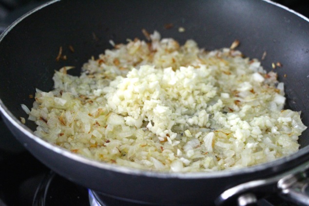 Sautéing onions and garlic