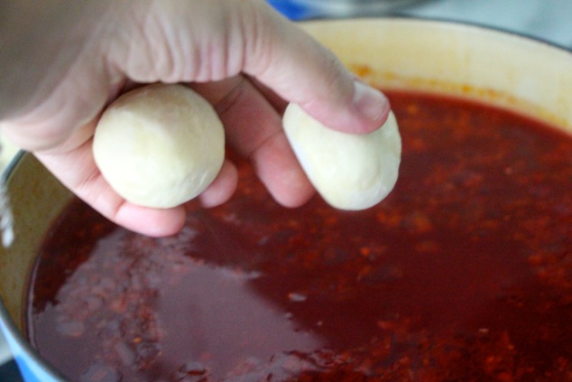 adding Kubbeh to pot