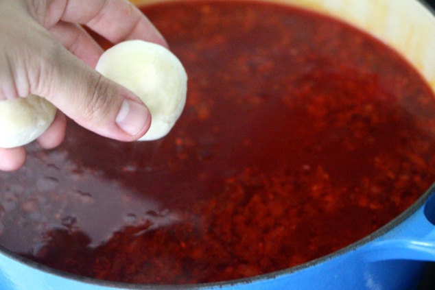 adding Kubbeh to soup