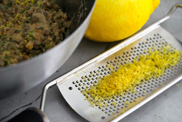 adding lemon zest to mixture