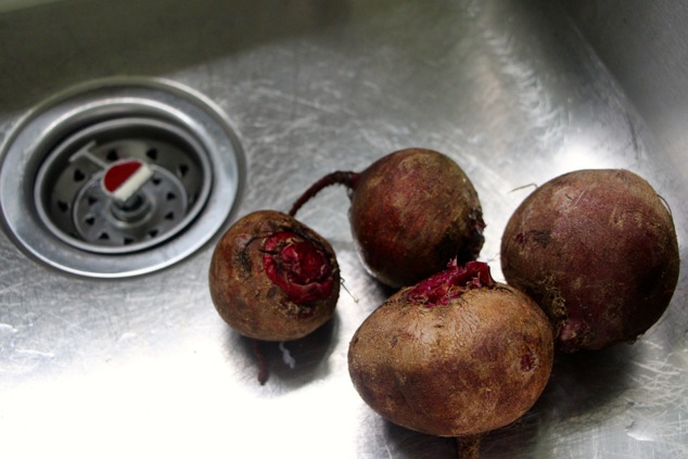 beets in sink