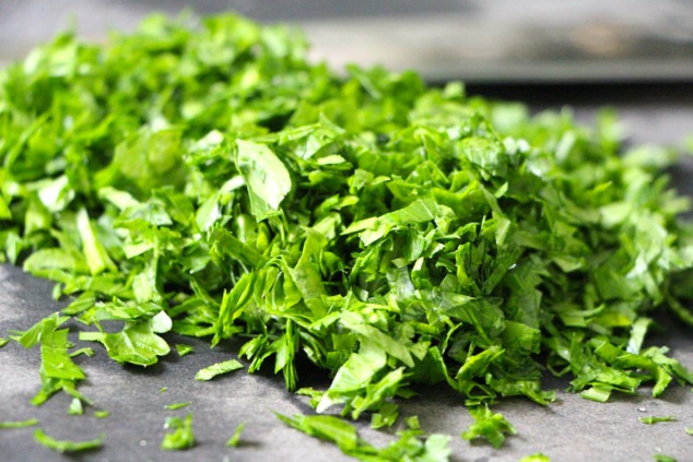 chopped parsley up close