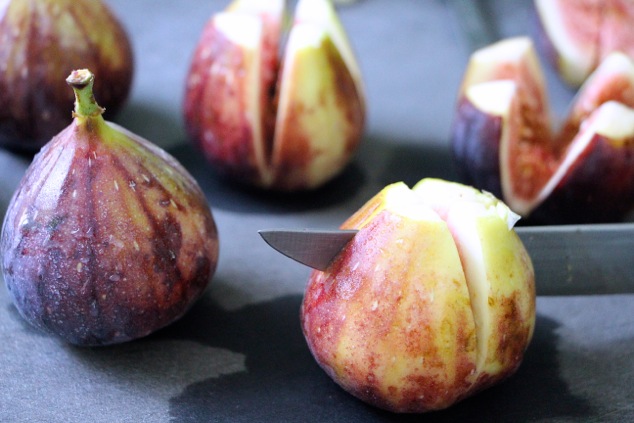 cutting fresh figs up close