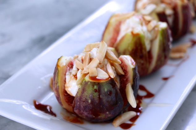 fresh figs with cheese almonds honey and silan