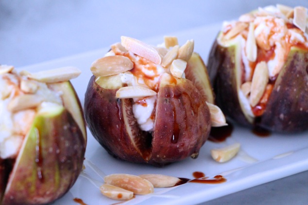 fresh figs with sweet cheese served