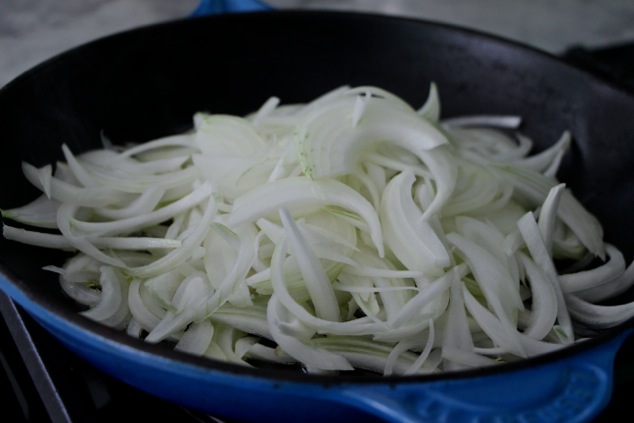 onions in pan