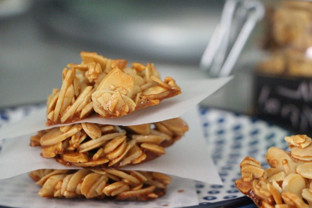 pile of almond cookies close up