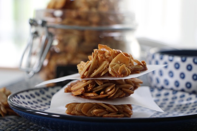 sliced almond cookies are ready close up