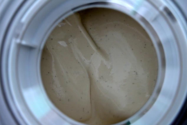 honey vanilla ice cream mixture in ice cream machine