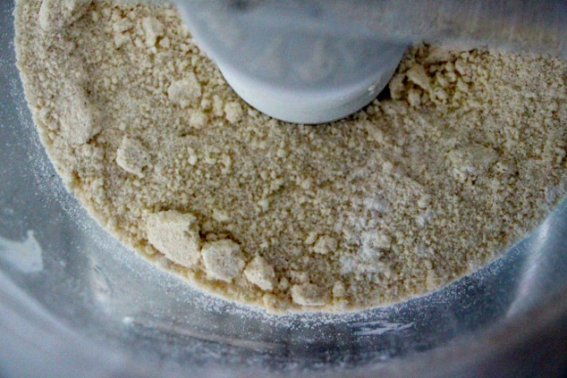 processing dough crumbs up close