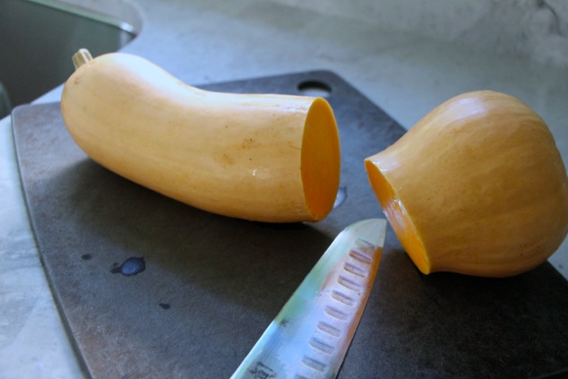 butternut squash cut in half