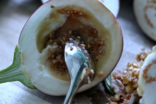 emptying eggplant up close