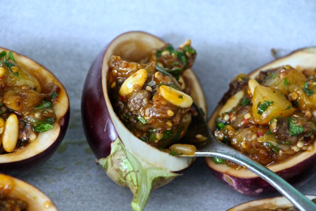 stuffing eggplants