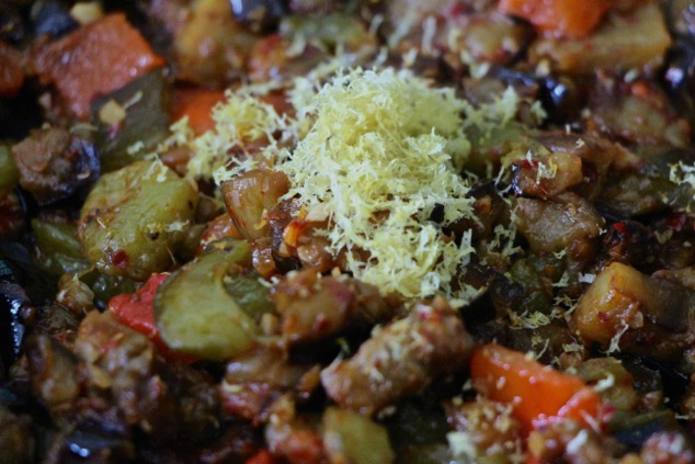 adding lemon zest to the pan