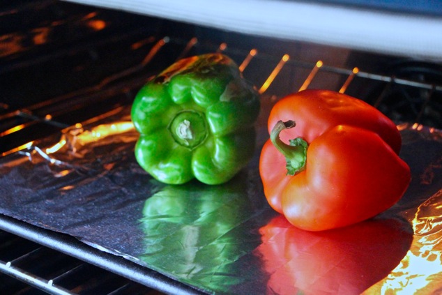 peppers starting to roast in the oven