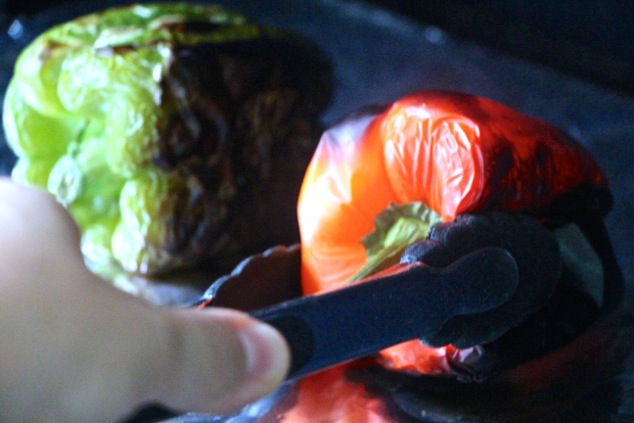 turning red pepper while roasting in oven