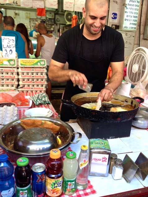 frying Brik in the Shuk market