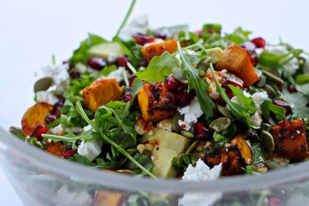 arugula salad in a bowl up close