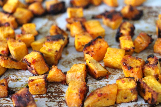 roasted sweet potato cubes