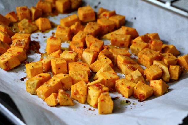 sweet potatoes in the oven