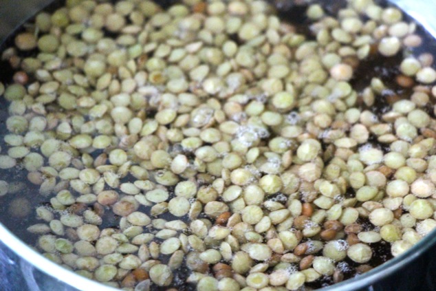 cooking lentils close up