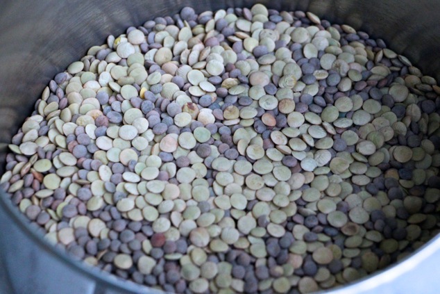 dry lentils in a pot