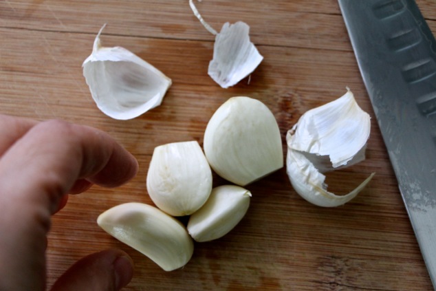 peeling garlic cloves