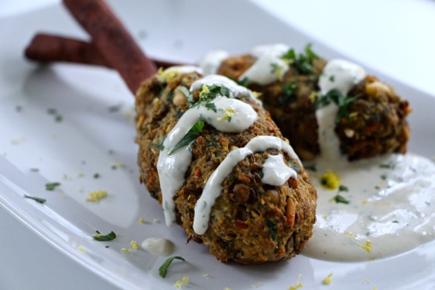 vegetarian kabob on cinnamon sticks served