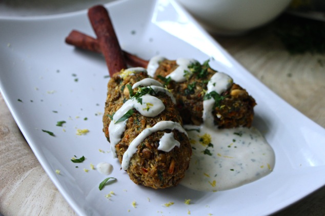 vegetarian kabobs on cinnamon sticks on serving dish