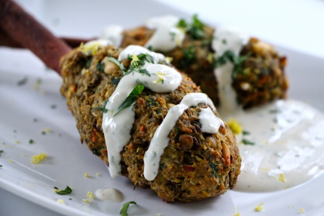 vegetarian kabobs on cinnamon sticks served up close