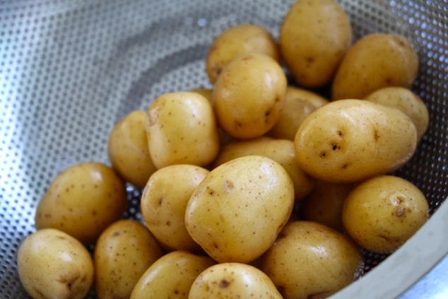 washing baby potatoes