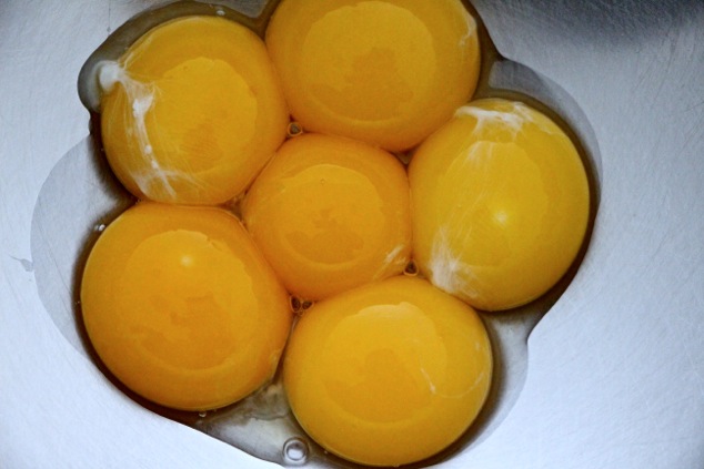 Egg yolks close up