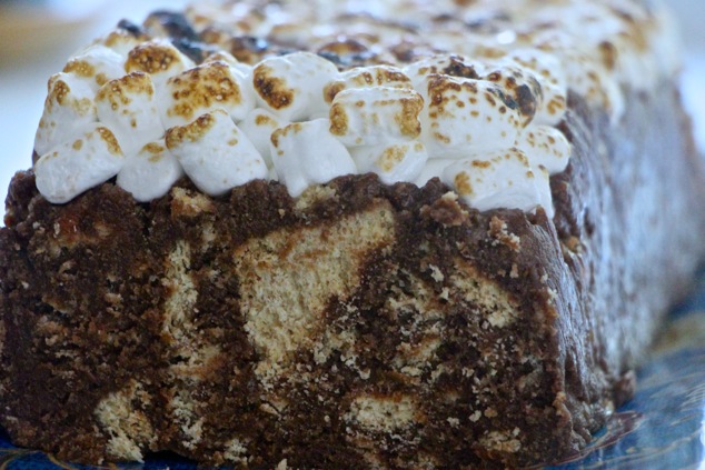 S'mores log cake close up