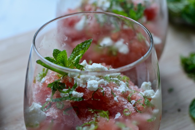 granita served in glasses from side