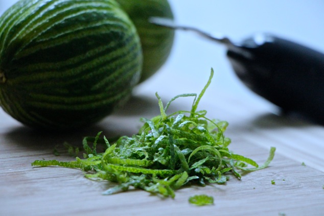 lime zest on cutting board