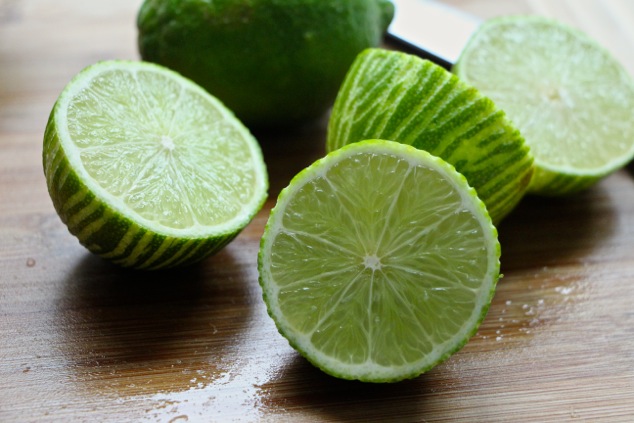 limes on cutting board