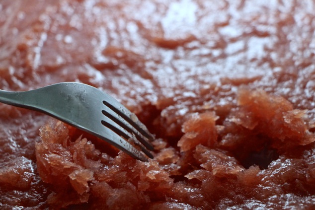 scraping granita with fork close up