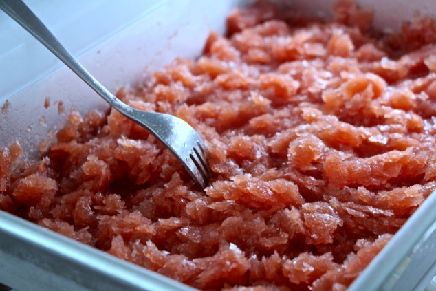 scraping granita with fork