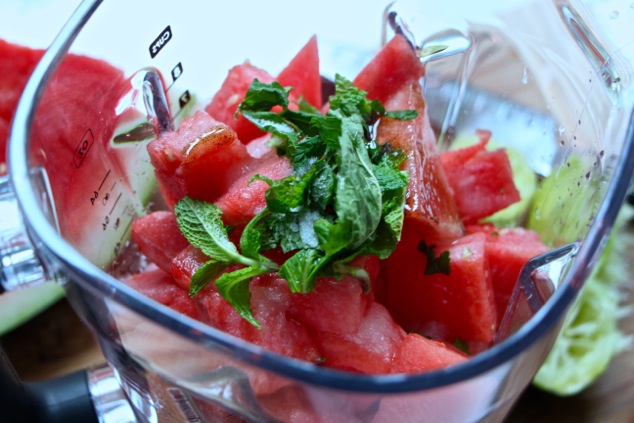 watermelon Arak granita ingredients in blender