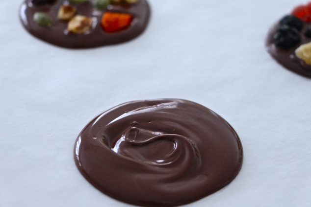 chocolate circle on partchment paper