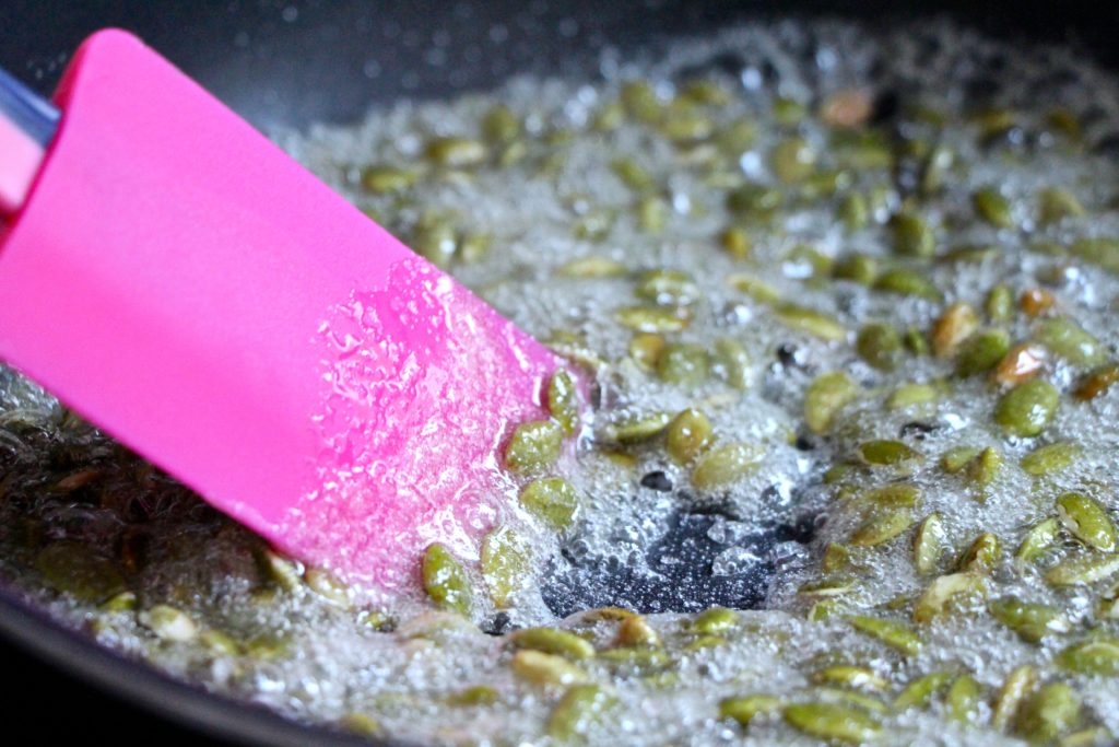 pumpkin seeds in sugar close up